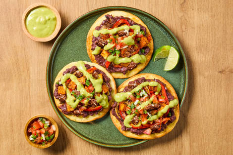 Beef, Sweet Potato & Bean Tostadas