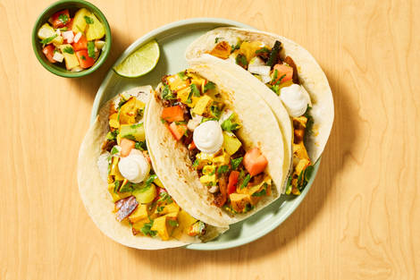 One-Pan Pineapple Salsa Tofu Tacos