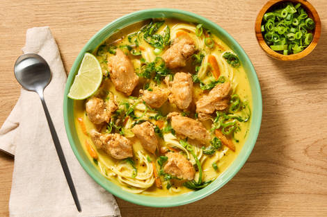 Spicy Chicken Coconut Curry Noodle Soup