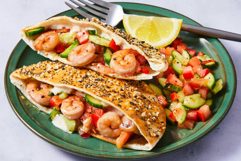 Everything-Spiced Za'atar Shrimp Pitas