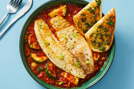 Tilapia with Zucchini Puttanesca