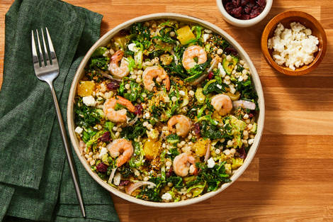 Shrimp, Sweet Kale & Chickpea Bowls