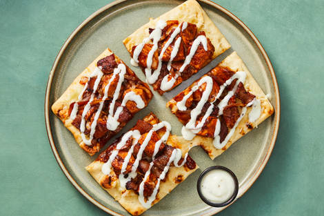 BBQ Chicken, Bacon & Mozz Flatbreads