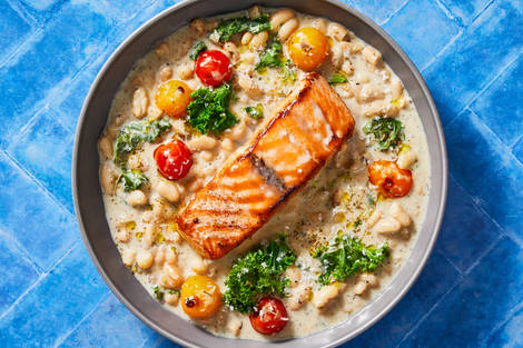 Tuscan Salmon & Stewed White Beans
