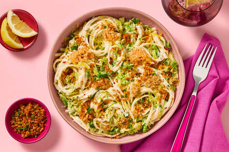 Lemony Spaghetti with Turkey & Brussels