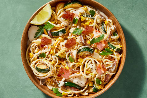 Lemon-Garlic Shrimp & Bacon Linguine