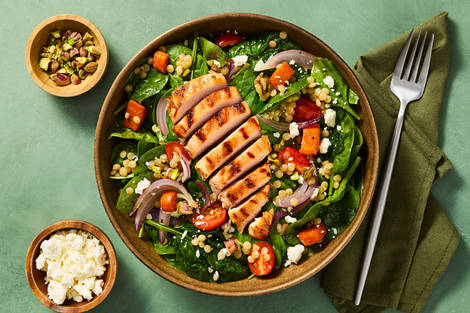 Spinach Salad with Couscous & Chicken