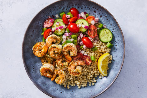 Shrimp & Crisp Veggie Couscous Salad