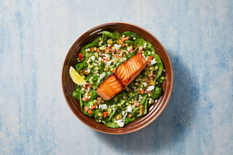 Oregano Salmon with Couscous-Feta Salad