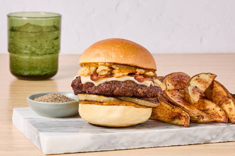 White Cheddar Crunch Bacon Burgers