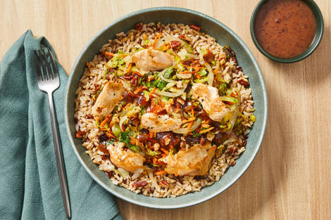 Chicken & Warm Brussels Sprout Grain Bowls