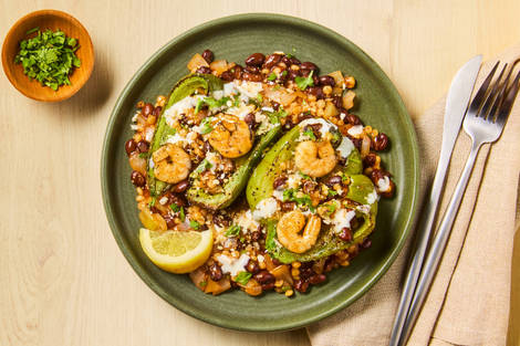 Southwest Shrimp & Bean Stuffed Peppers 