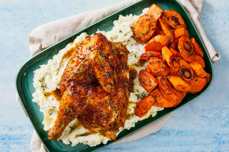 Smoky Maple-Mustard Roasted Half Chicken