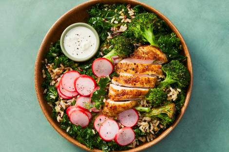 Organic Chicken Bowls with Feta Dressing