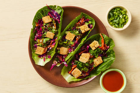 One-Pan Sweet & Spicy Tofu Lettuce Wraps