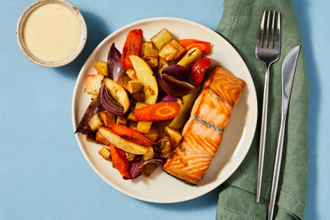Sheet Pan Salmon with Creamy Mustard