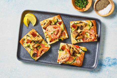 Cheesy Mushroom & Bacon Flatbreads