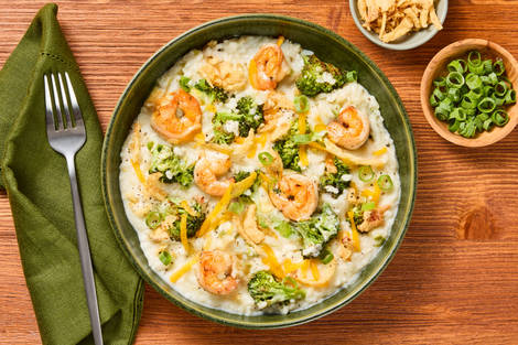 Creamy Cheddar Broccoli & Shrimp Risotto