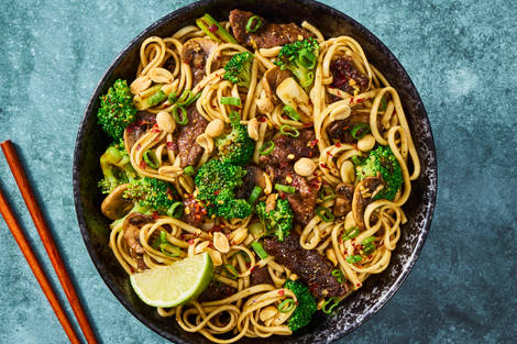 Thai-Inspired Bavette Steak Noodle Stir-Fry