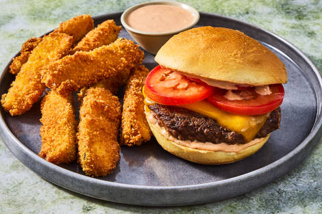 Cheeseburgers with Crispy Zucchini Fries