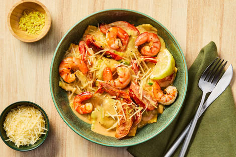 Shrimp & Creamy Lemon Spinach Ricotta Ravioli