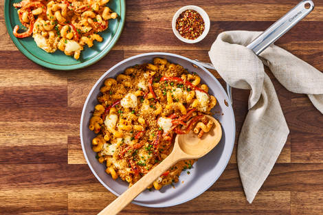Chicken, Pepper & Mozz Cavatappi Bake