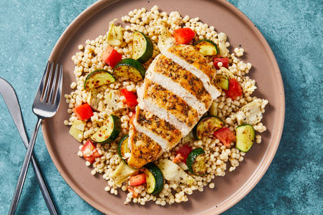 Chicken with Tomato-Artichoke Couscous
