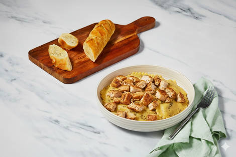 Super-Quick Chicken Agnolotti & Garlic Bread