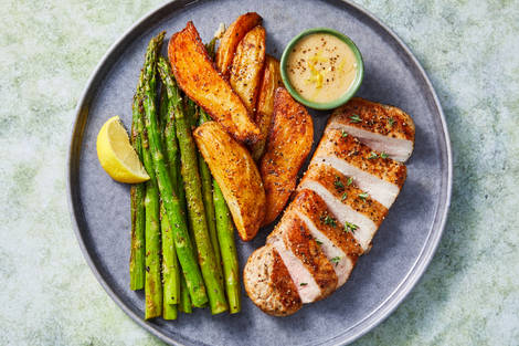 Garlicky Salmon & Lemon Mustard Sauce