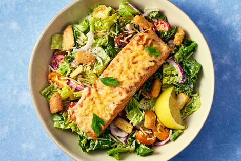 Parmesan-Crusted Salmon Caesar Salad