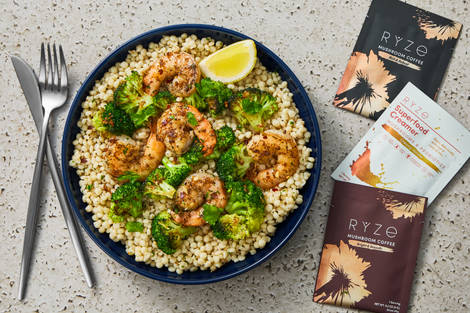 Garlicky Shrimp Couscous Bowls