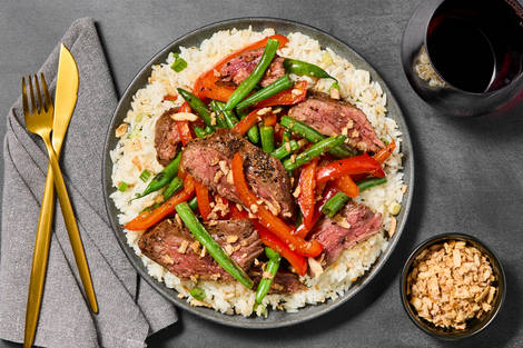 Ginger and Double Striploin Steak Stir-Fry