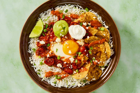 Huevos Rancheros-Inspired Beef Rice Bowls