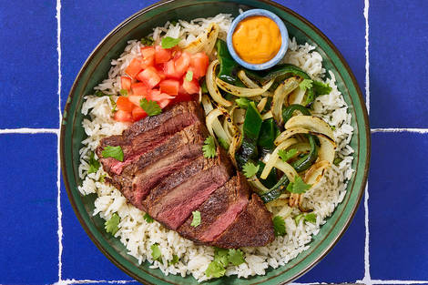 Double Striploin Steak and Pepper Fajita Bowls