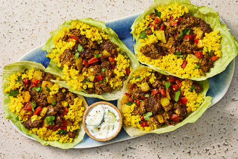 Nutritionist's Pick: Cumin-Turmeric Beef and Couscous Lettuce Wraps