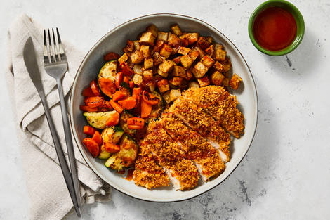 Panko-Crusted Chicken Breasts with Hot Honey