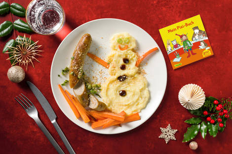 Kartoffel-Schneemann mit Thüringer Bratwurst