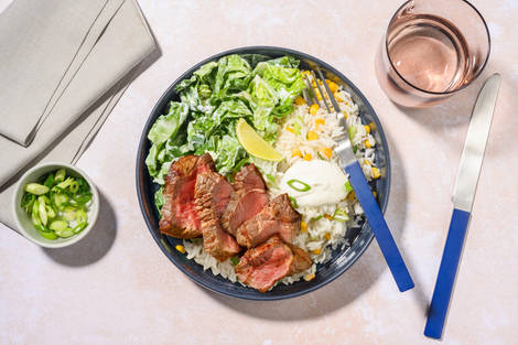 Chipotle Bio-Steak Bowl mit Konfetti-Reis