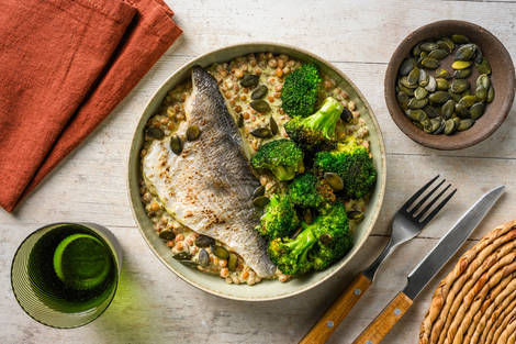 Seelachs auf sahnigem Linsengemüse