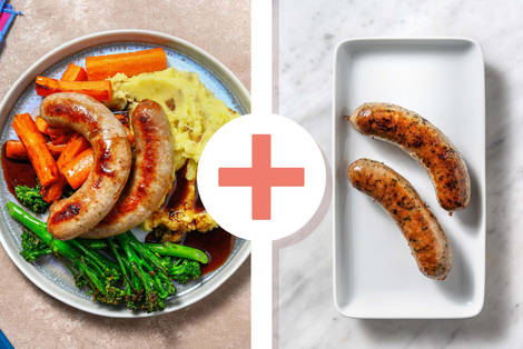 Quick Double Bangers and Garlic Mash