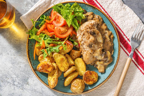 Filet de poulet & champignons à la crème