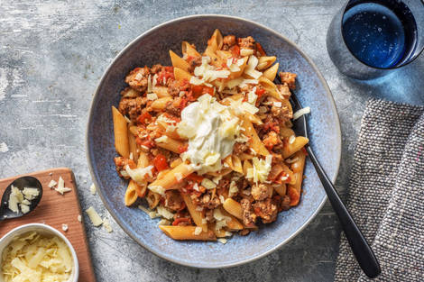 Penne & bœuf haché aux saveurs mexicaines
