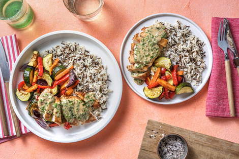 Kyllingfilet og kremet peppersaus