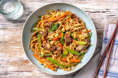 Wok de nouilles sautées au boeuf