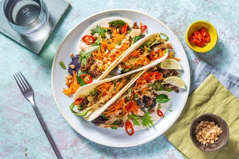 Snabba vietnamesiska nötfärstacos