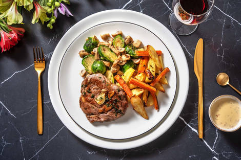 Pavé de bœuf sauce au bleu & thym frais