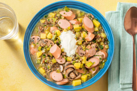 One-Pot-Linseneintopf mit Wiener Würstli