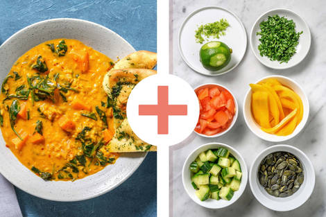 Double veggie - Dahl met kruidig naanbrood