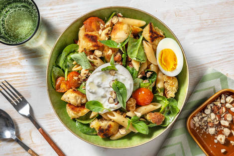 Salade de penne, burrata & tomates cerises