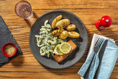 BBQ Lachs-Päckchen mit Grillkartoffeln